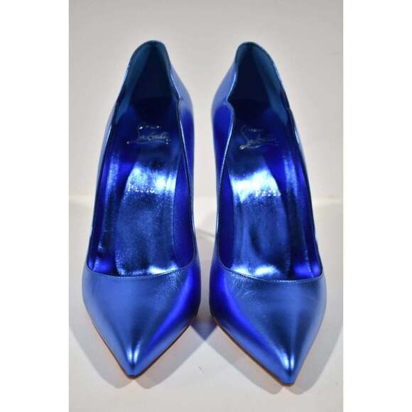 Christian Louboutin Hot Chick 100 Alize Blue Leather Pointed Toe Heel Pump 40 - Picture 5 of 12
